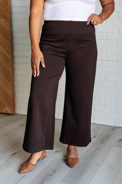 Magic Wide Leg Crop Pants in Chocolate-Bottoms-Authentically Radd Women's Online Boutique in Endwell, New York