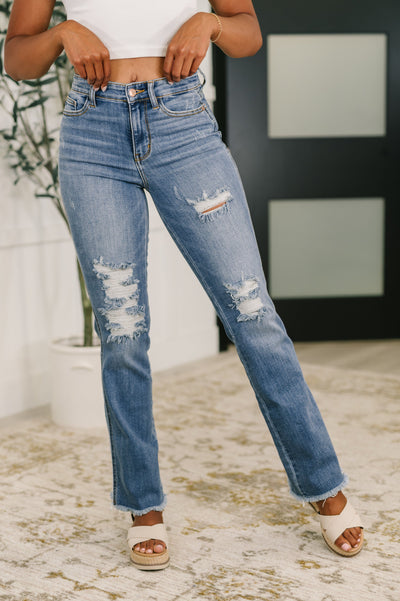 Maureen High Rise Distressed Bootcut Jeans-Womens-Authentically Radd Women's Online Boutique in Endwell, New York