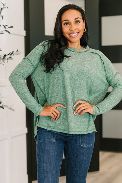 Mellow Mood Heathered Pullover in Dark Green-Womens-Authentically Radd Women's Online Boutique in Endwell, New York