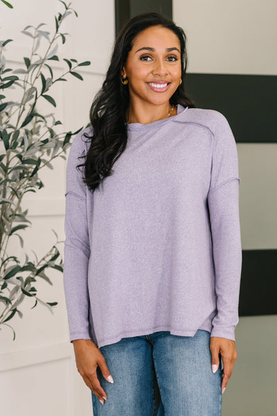 Mellow Mood Heathered Pullover in Lavender-Womens-Authentically Radd Women's Online Boutique in Endwell, New York