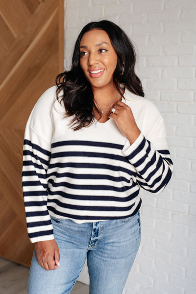 Memorable Moments Striped Sweater in White-Tops-Authentically Radd Women's Online Boutique in Endwell, New York