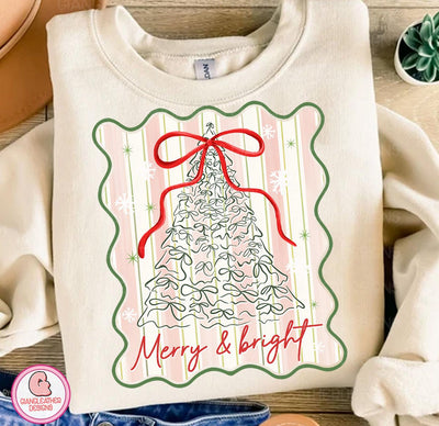 Merry & Bright Tree Graphic Tee and Sweatshirt-Womens-Authentically Radd Women's Online Boutique in Endwell, New York