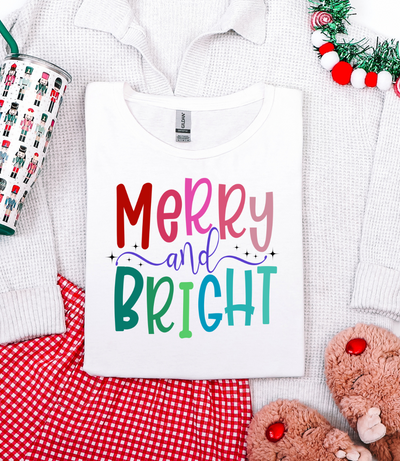 Merry and Bright Graphic Tee and Sweatshirt-Womens-Authentically Radd Women's Online Boutique in Endwell, New York