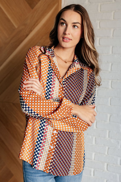 Moderately Mod Polka Dot Button Up Top-Tops-Authentically Radd Women's Online Boutique in Endwell, New York