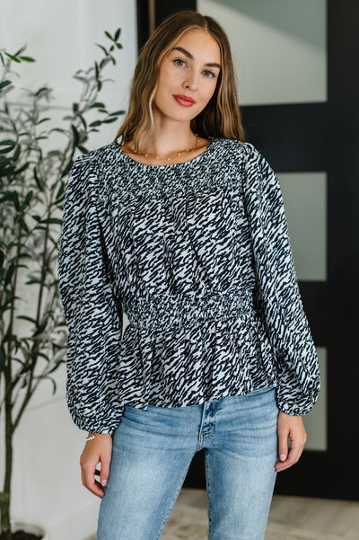 Muse Moves High Neck Peplum Blouse in Black-Womens-Authentically Radd Women's Online Boutique in Endwell, New York