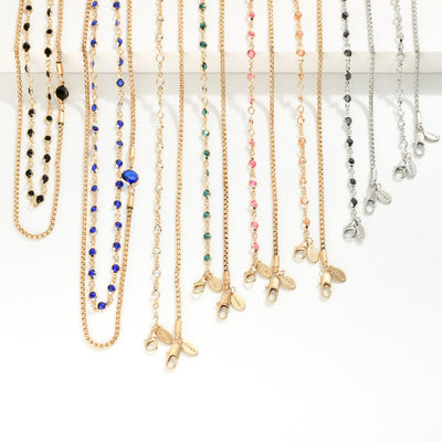Layered Crystal Chain Link Necklace – Gold or Silver Square Chain with Glass Beads-Authentically Radd Women's Online Boutique in Endwell, New York