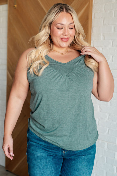 Not So Anxious V-Neck Tank in Mist-Tops-Authentically Radd Women's Online Boutique in Endwell, New York