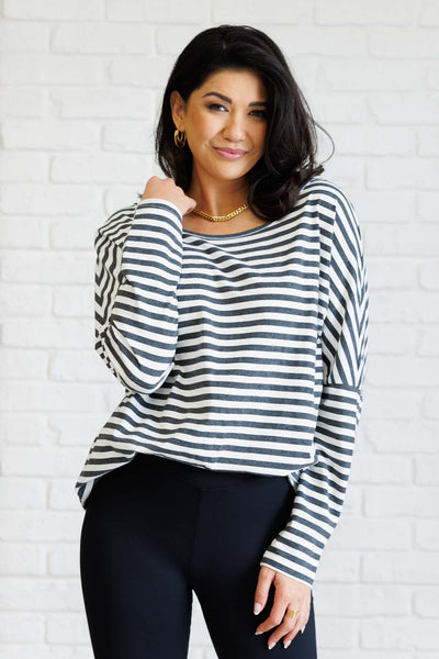 Obviously Mine Striped Oversized Top-Tops-Authentically Radd Women's Online Boutique in Endwell, New York