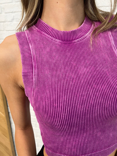 Over and Out Cropped Ribbed Tank in Lt Plum-Womens-Authentically Radd Women's Online Boutique in Endwell, New York