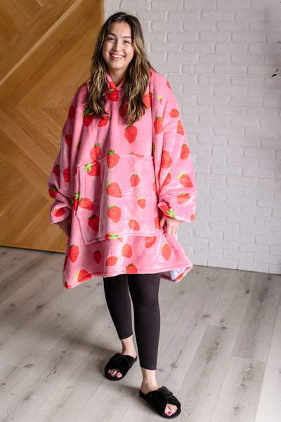 Oversized Blanket Hoodie in Strawberry-Layers-Authentically Radd Women's Online Boutique in Endwell, New York