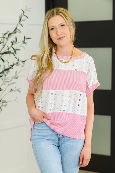 Parlour Picnic Color Block Knit Top in Pink-Womens-Authentically Radd Women's Online Boutique in Endwell, New York