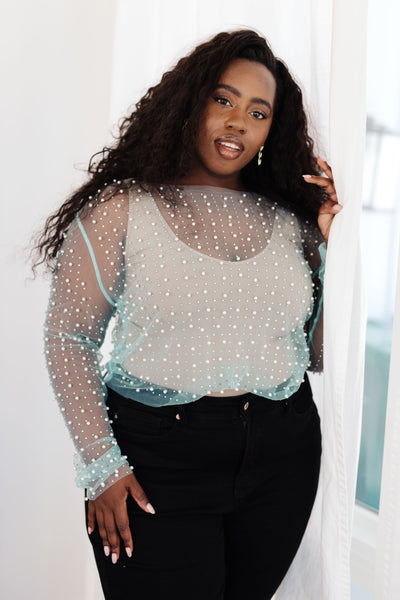 Pearl Diver Layering Top in Light Cyan-Tops-Authentically Radd Women's Online Boutique in Endwell, New York