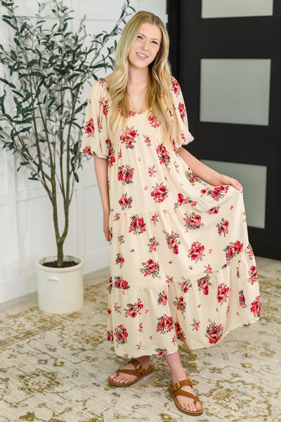 Petals & Postcards Balloon Sleeve Dress-Womens-Authentically Radd Women's Online Boutique in Endwell, New York
