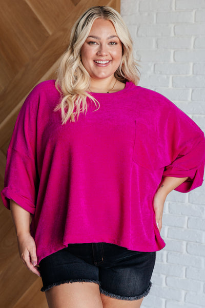 Pink Thoughts Chenille Blouse-Blouses-Authentically Radd Women's Online Boutique in Endwell, New York