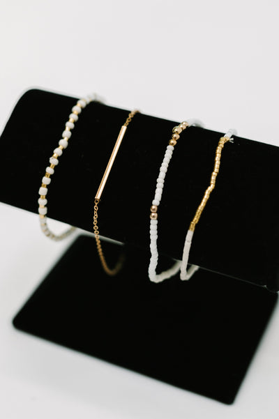 Poised & Polished Bracelet Set in White and Gold-Womens-Authentically Radd Women's Online Boutique in Endwell, New York