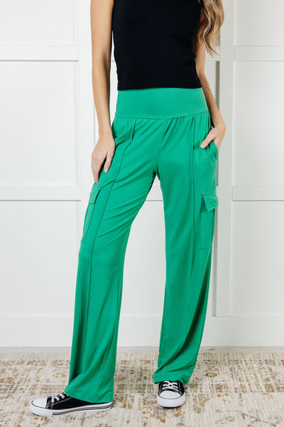 Race to Relax Cargo Pants in Emerald Green-Bottoms-Authentically Radd Women's Online Boutique in Endwell, New York