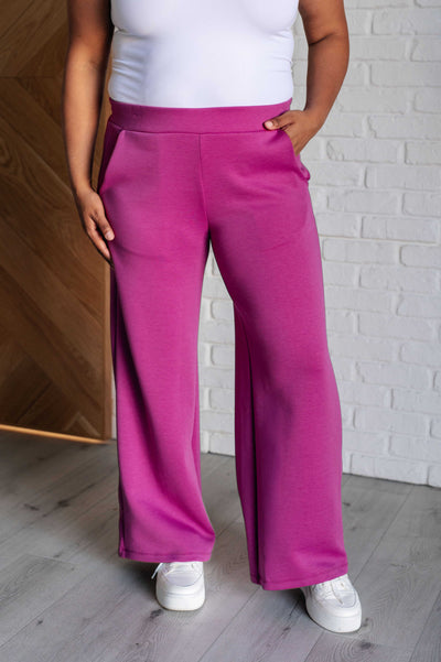 Resort Travel Wide Leg Crop Pant in Magenta-Athleisure-Authentically Radd Women's Online Boutique in Endwell, New York