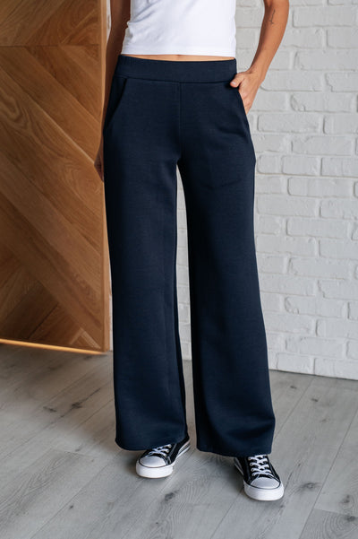 Resort Travel Wide Leg Crop Pant in Navy-Athleisure-Authentically Radd Women's Online Boutique in Endwell, New York