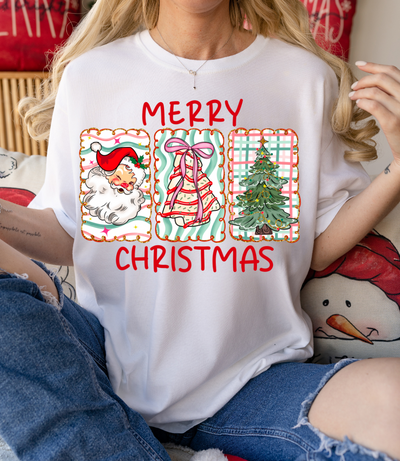 Retro Christmas Trio Graphic Tee and Sweatshirt-Womens-Authentically Radd Women's Online Boutique in Endwell, New York