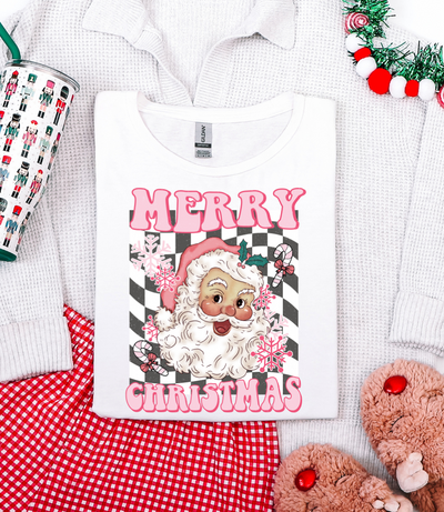 Retro Pink Santa Graphic Tee and Sweatshirt-Womens-Authentically Radd Women's Online Boutique in Endwell, New York