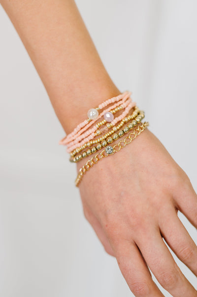 Rose & Radiance Bracelet Set in Pink and Gold-Womens-Authentically Radd Women's Online Boutique in Endwell, New York