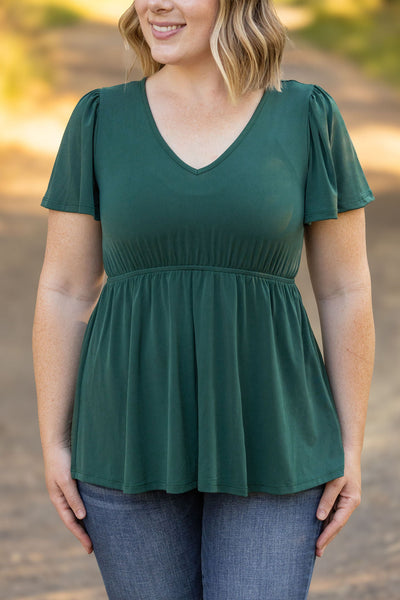 Emery Ruffle Top - Hunter Green-Tops-Authentically Radd Women's Online Boutique in Endwell, New York