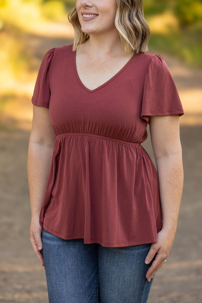 Emery Ruffle Top - Marsala-Tops-Authentically Radd Women's Online Boutique in Endwell, New York