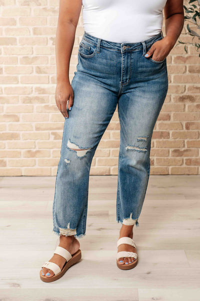 Sammy High Waist Distressed Crop Straight Leg Jeans-Womens-Authentically Radd Women's Online Boutique in Endwell, New York