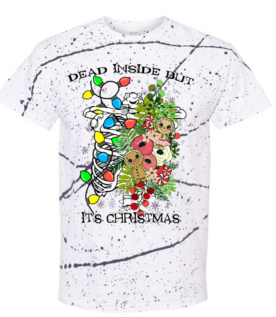 Dead Inside But It's Christmas Splatter tee-Graphic Tee-Authentically Radd Women's Online Boutique in Endwell, New York