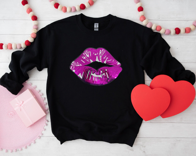 Sequins Patches LIPS 💋(BLACK)-Graphic Tee-Authentically Radd Women's Online Boutique in Endwell, New York