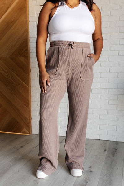 Set Process Mineral Wash Waffle Knit Pants in Brown-Athleisure-Authentically Radd Women's Online Boutique in Endwell, New York