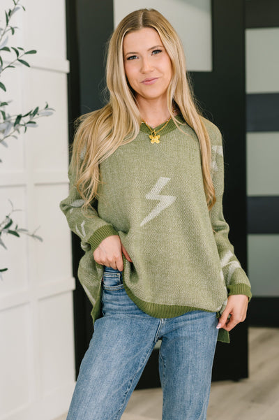 Shock Value V-Neck Sweater in Olive-Womens-Authentically Radd Women's Online Boutique in Endwell, New York