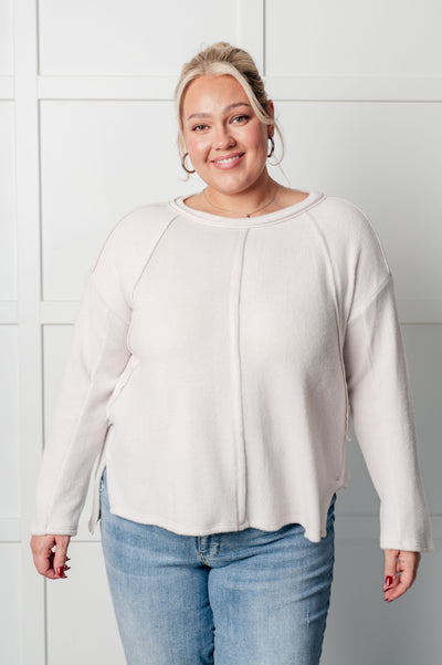 Simple Silhouette Brushed Hacci Sweater in Sand Beige-Tops-Authentically Radd Women's Online Boutique in Endwell, New York