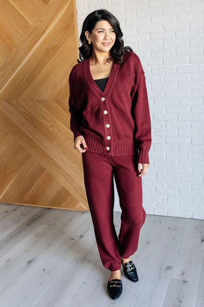 Simple Solution Knit Set in Wine-Sets-Authentically Radd Women's Online Boutique in Endwell, New York