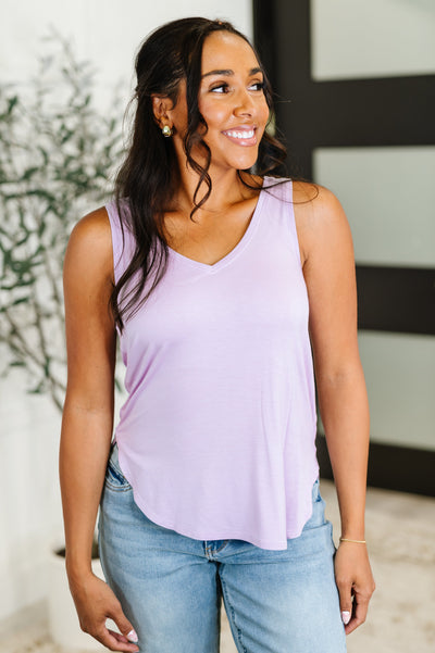 Simpler Times Basic V-Neck Tank in Lavender-Womens-Authentically Radd Women's Online Boutique in Endwell, New York