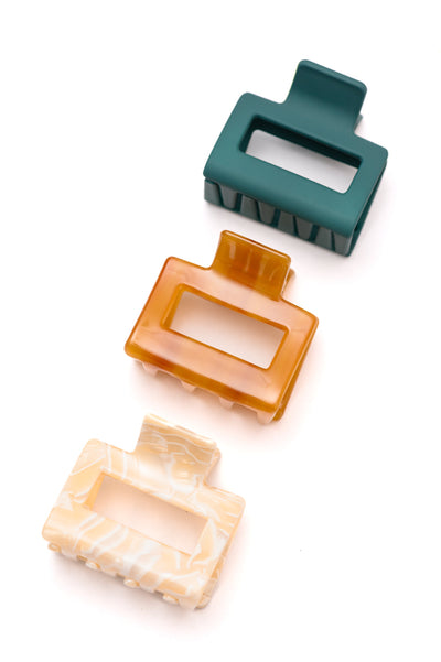 Small Square Claw Clip Set of 3-Accessories-Authentically Radd Women's Online Boutique in Endwell, New York