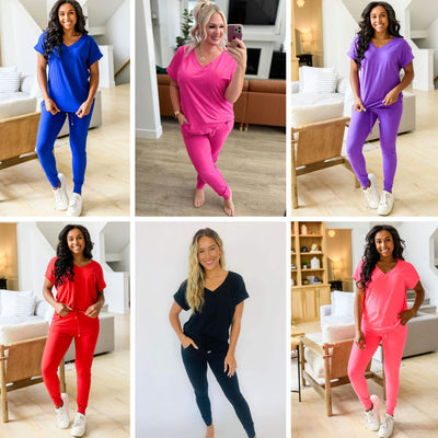 PREORDER: Krisie V-Neck Lounge Set in Six Colors-Womens-Authentically Radd Women's Online Boutique in Endwell, New York