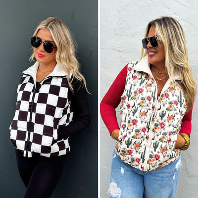 PREORDER: Puffer Vest in Two Prints-Womens-Authentically Radd Women's Online Boutique in Endwell, New York