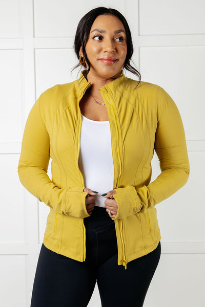 Staying Swift Activewear Jacket in Yellow Pear-Layers-Authentically Radd Women's Online Boutique in Endwell, New York