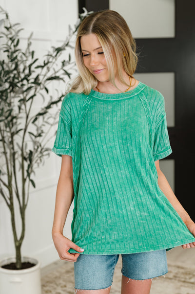 Sunday's Bestie Mineral Wash Top in Kelly Green-Womens-Authentically Radd Women's Online Boutique in Endwell, New York