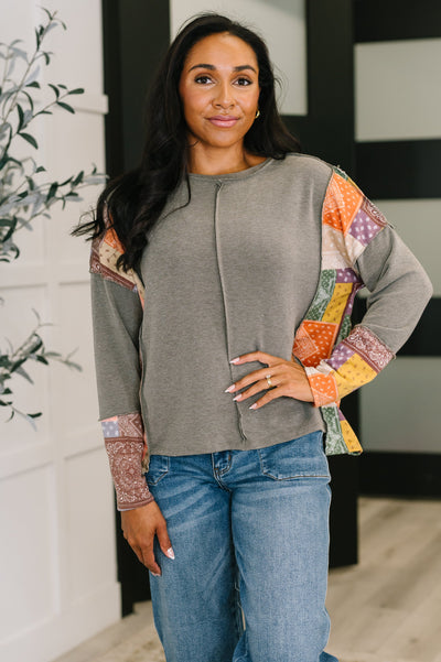 Sweet as Pie Color Block Relaxed Long Sleeve-Womens-Authentically Radd Women's Online Boutique in Endwell, New York