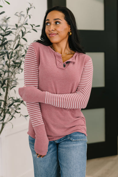 Talk to Me Long Sleeve Henley in Vintage Marsala-Womens-Authentically Radd Women's Online Boutique in Endwell, New York