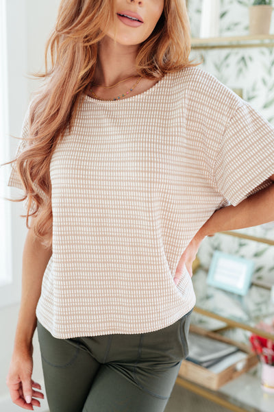 Textured Boxy Top in Taupe-Tops-Authentically Radd Women's Online Boutique in Endwell, New York
