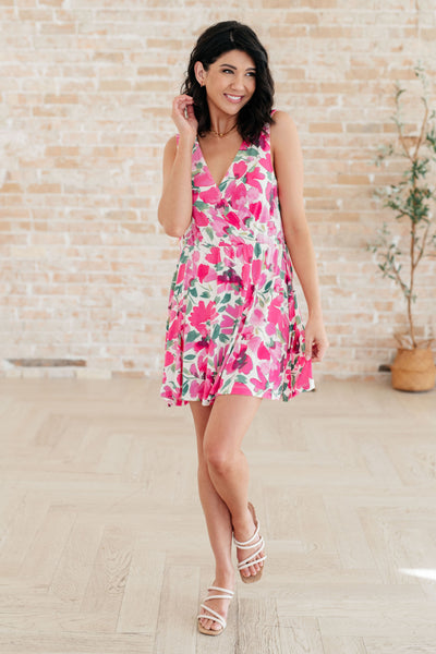 The Suns Been Quite Kind V-Neck Dress in Pink-Dresses-Authentically Radd Women's Online Boutique in Endwell, New York