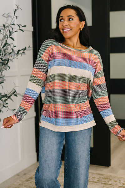 To Be Determined Drop Shoulder Top in Rust, Olive and Blue-Womens-Authentically Radd Women's Online Boutique in Endwell, New York