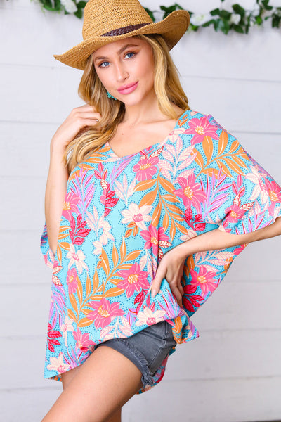 Multicolor Tropical Floral Print Woven Top-Authentically Radd Women's Online Boutique in Endwell, New York