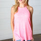 Neon Pink Two Tone Sleeveless Halter Top-Authentically Radd Women's Online Boutique in Endwell, New York
