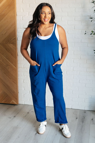 Totally Me Spaghetti Strap Jumpsuit in Light Navy-Jumpsuits & Rompers-Authentically Radd Women's Online Boutique in Endwell, New York