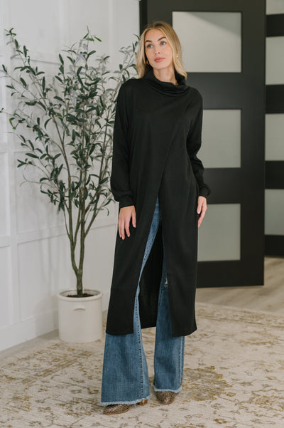 Travel City Scape Turtle Neck Tunic in Black-Womens-Authentically Radd Women's Online Boutique in Endwell, New York