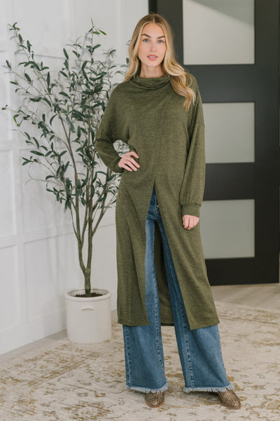 Travel City Scape Turtle Neck Tunic in Olive-Womens-Authentically Radd Women's Online Boutique in Endwell, New York
